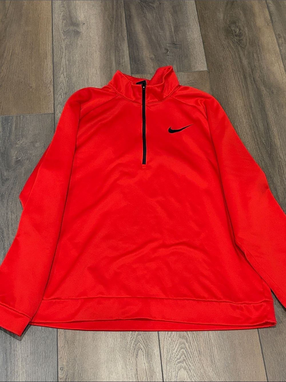 Nike Red Half-Zip Athletic Pullover with Black Swoosh